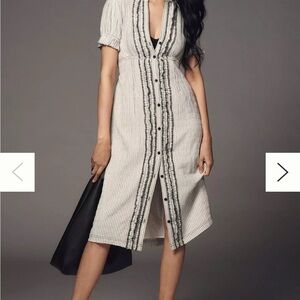 Pilcro Striped Midi Dress in Cream